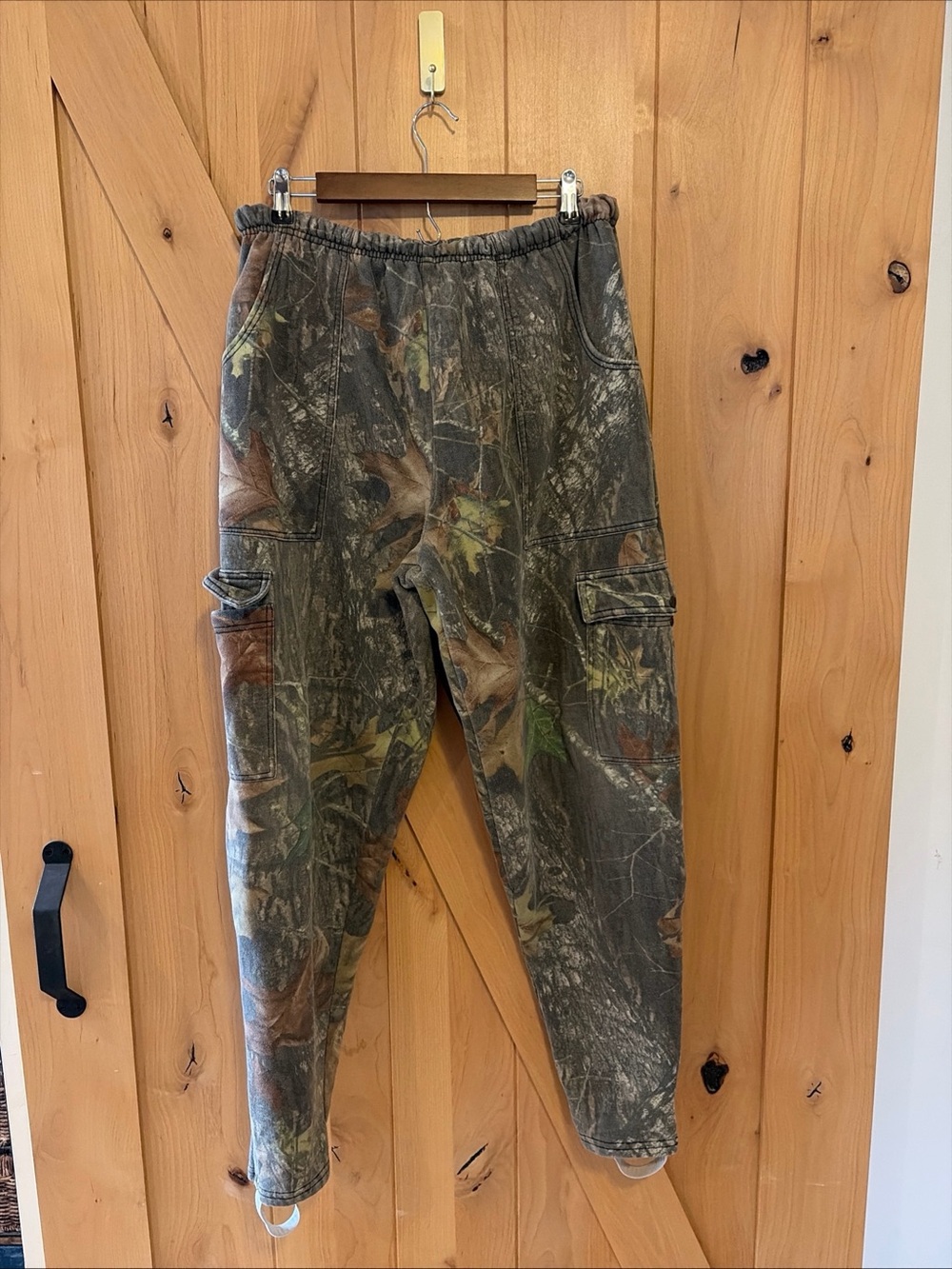 Vintage Jerzees Outdoor Sweatpants Mens Large Cargo Camo Fleece Elastic Waist